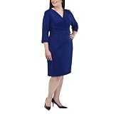 Women's Plus-Size Merona® Oxygen Blue 3/4-Sleeve Faux Wrap Dress