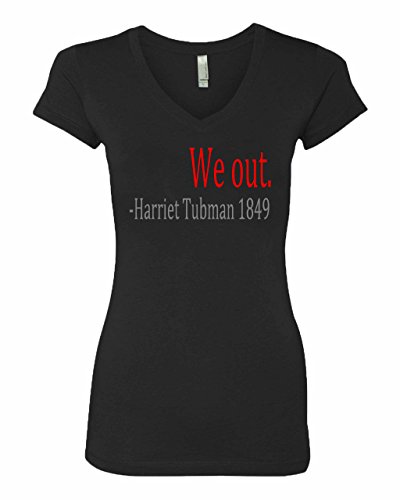 Manta Women's We Out Harriet Tubman 1849 V-Neck T-Shirt (Large, Black)