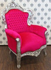 Barock Sessel 'King' Pink/Silber