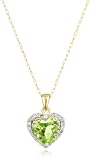 10k White or Yellow Gold, August Birthstone, Peridot and Diamond Heart Pendant
