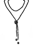 Necklace - N190 - Faceted Glass - 40 Long ~ Black