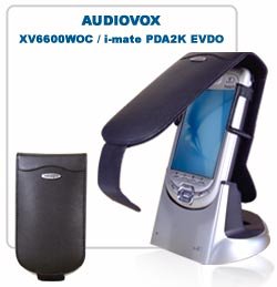 Audiovox Xv6600 / Ppc-6600 / I-mate Pda2k Evdo / Siemens Sx66 Black Leather Flip Style Case with Clip By Prima Cases