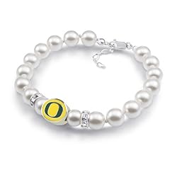 Oregon Ducks White Swarovski Pearl Bracelet