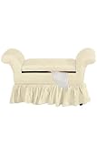 Rolled-arm Double Window Seat 45w W/skirt Ivory Damask