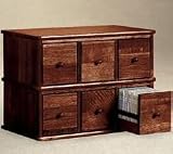Leslie Dame Wood CD, DVD Storage Cabinet 6 Drawer Apothecary Style CD-150 Oak