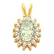 14K Yellow Gold Prasiolite (Green Amethyst) and Diamond Pendant