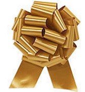 6 LARGE Pull String Bows - Gift Wrap Packaging - 8" 20 Loops - 2 3/4" - Gold