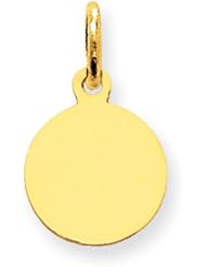 14k Yellow Gold Plain .009 Gauge Circular Engravable Disc Charm. Metal Wt- 0.3g