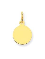 10k Yellow Gold Plain .013 Gauge Circular Engravable Disc Charm Metal Wt- 0.36g