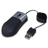 Brand New Small Mini Retractable Sleek Black & Silver Optical 3 Button USB to PC Laptop Travel Mouseby TRIXES