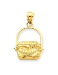 14k Gold Large Nantucket Basket Pendant