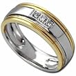 Round Brilliant Cut Diamonds, 14Kt. Two Tone Gold. Men's Diamond Ring