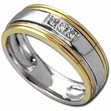 Round Brilliant Cut Diamonds, 14Kt. Two Tone Gold. Men's Diamond Ring