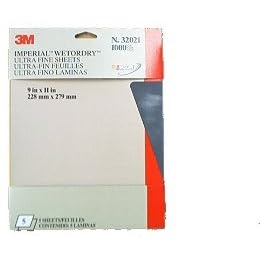 3M Imperial Wetordry Sheet, 9 in x 11 in, Grade 1000, Pack of 5 Sheets
