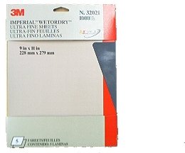 3M Imperial Wetordry Sheet, 9 in x 11 in, Grade 1000, Pack of 5 Sheets