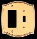 Single GFI/Rocker Single Toggle Colonial Switchplate - Bright Solid Brass