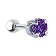 16 Gauge 3/16" -Solid 14KT White Gold 4mm Amethyst Cubic Zirconia Cartilage Earring