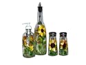 ArtisanStreet's 4-piece Hand Painted Set with Sunflower Design on Condiment Bottles. Made to Order.