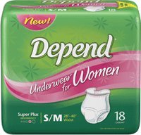 Depend Womens SUPER PLUS Disposable Underwear in Size Sm/Med. Full case of 72 Briefs. (222-4772) On Sale