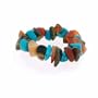 Genuine Carnelian, Tiger Eye, and Reconstituted Turquoise Chip Stretch Ring