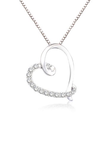 10k White Gold Diamond Heart Pendant 1 10 Cttw - 18