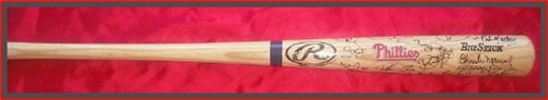 Phillies 2009 Roster Autographed/Hand Signed Bat