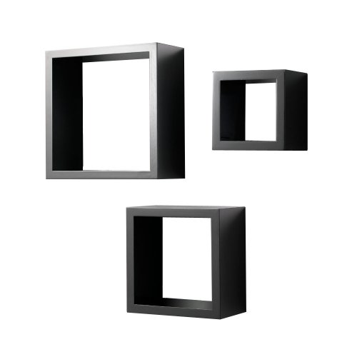 Ambientehome 56074 Deko-Regal-Set Cube bestehend aus 3 Cubes 23 x 23 x 10 cm, schwarz-hochglanz