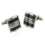 Striped Dark Carbon Fiber Stainless Steel Cufflinks with Gift Box