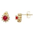 14K Yellow Gold Ruby and Diamond Earrings