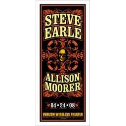 STEVE EARLE - Limited Edition Concert Poster - Verizon Wireless Theater Houston Tx - 25th April 2008 - by Uncle Charlie