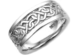 14K. White Gold Celtic Heart Knot Design Comfort Fit Wedding Band Ring