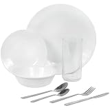 Corelle Livingware 64-Piece Dinnerware Set, Service for 8, Winter Frost White
