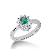 0.85 Ct Diamond Emerald Ring Engagement Pear Cut Prong Fashion 14k White Gold