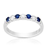 Imagine Designs Sapphire and Diamond Stackable Band 1/5ctw