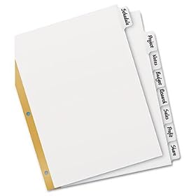 Big Tab Write-On Dividers w/Erasable Laminated Tabs, White, Set of 8