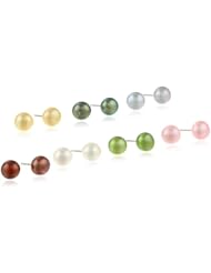 Set of Seven Freshwater Cultured Pearl Stud Earrings (7-7.5mm)