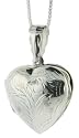 Sterling Silver Hand Engraved Heart Locket, 13/16" wide by 13/16