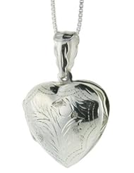 Sterling Silver Hand Engraved Heart Locket, 13/16 wide by 13/16