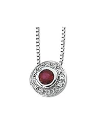 Ann Harrington Jewelry 14k White Gold 4mm Genuine Ruby And .06 Ct Tw Diamond Bezel Necklace