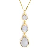 Goldtone Necklace Pendant With Beige Stones