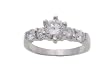 Sterling Silver CZ Solitaire Ring with Side Stone Accents