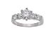 Sterling Silver CZ Solitaire Ring with Side Stone Accents