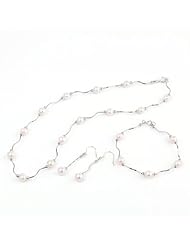 O-stone Daylight and Moonlight Freshwater Cultured Pearl Jewelry Set Silver Earrings 30mm Length Necklace 480mm Bracelet Inside Diameter 55mm