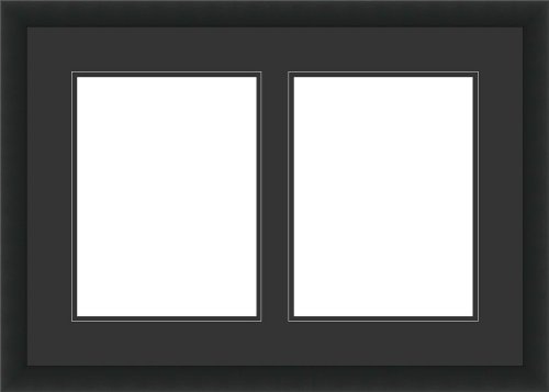 ArtToFrames Collage Frame PhotoMat, Double Mat with 2 Openings, with Satin Black frame.