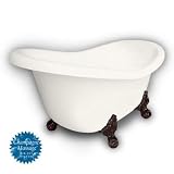 American Bath Factory B1-1600-BB-DM3-M2-15-OC-C1-LH Princess Slipper Clawfoot Bathtub in Bisque, Bal