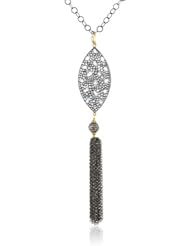 Fern Freeman 22K and Rhodium Silver and Pave Diamonds with Tassel Moonstone Pendant Necklace, 39.70"