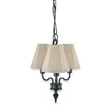 Royce Lighting RL2161/3BK Indoor/Outdoor Three-Light Chandelier Black with Beige Weather Resistant Fabric Shades