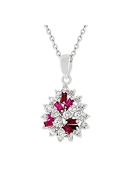 Mixed Ruby Cluster Pendant Necklace