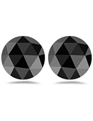1.69 Cts 6.40-6.38x2.40 mm / 6.43-6.34x2.57 mm AA Round Rose Cut Matching ( 2 pcs ) Loose Black Diamonds {DIAMOND APPRAISAL INCLUDED}