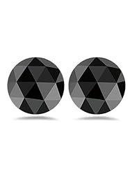 3.48 Cts 7.69-7.49x3.69 mm / 7.53-7.48x3.37 mm AA Round Rose Cut Matching ( 2 pcs ) Loose Black Diamonds {DIAMOND APPRAISAL INCLUDED}